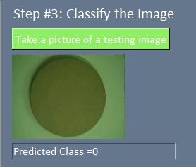Output of classifier displayed in GUI
